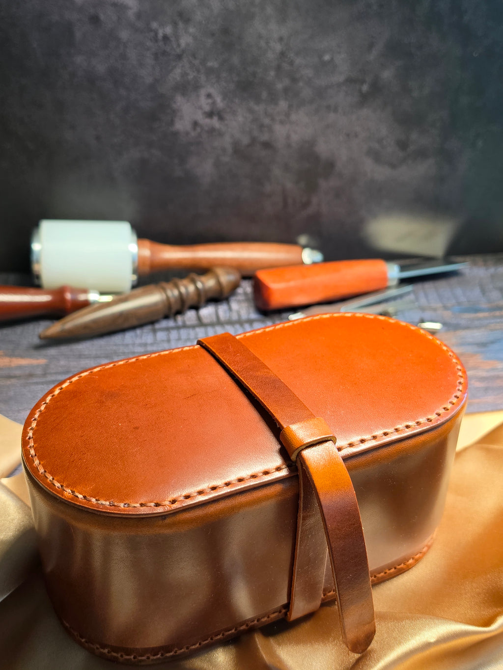 Ephem Cylinder Leather Travel Jewelry Box