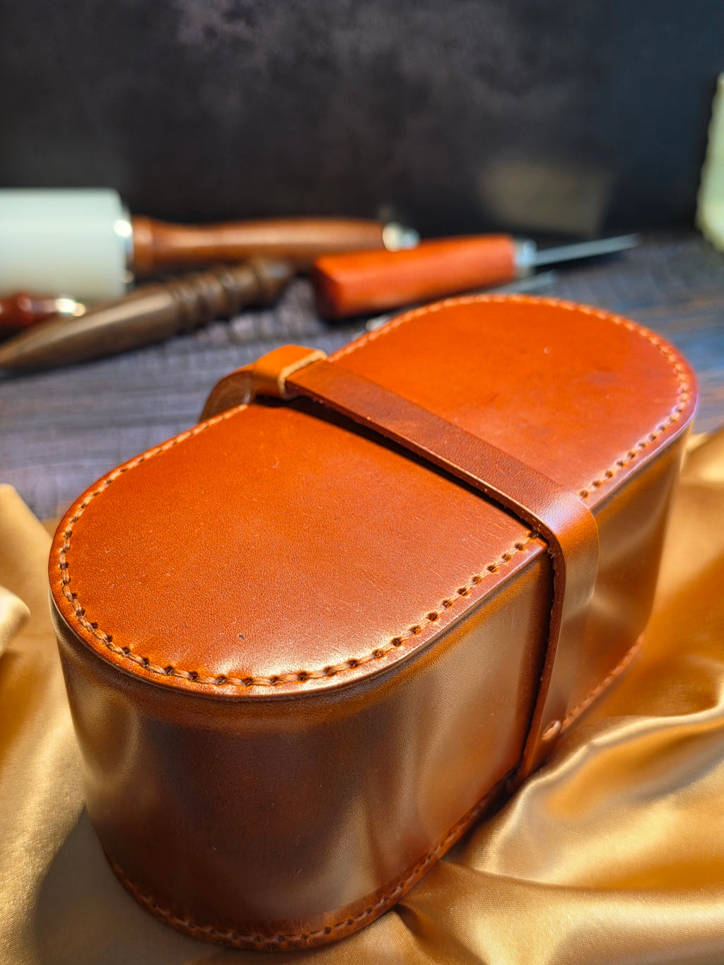 Ephem Cylinder Leather Travel Jewelry Box