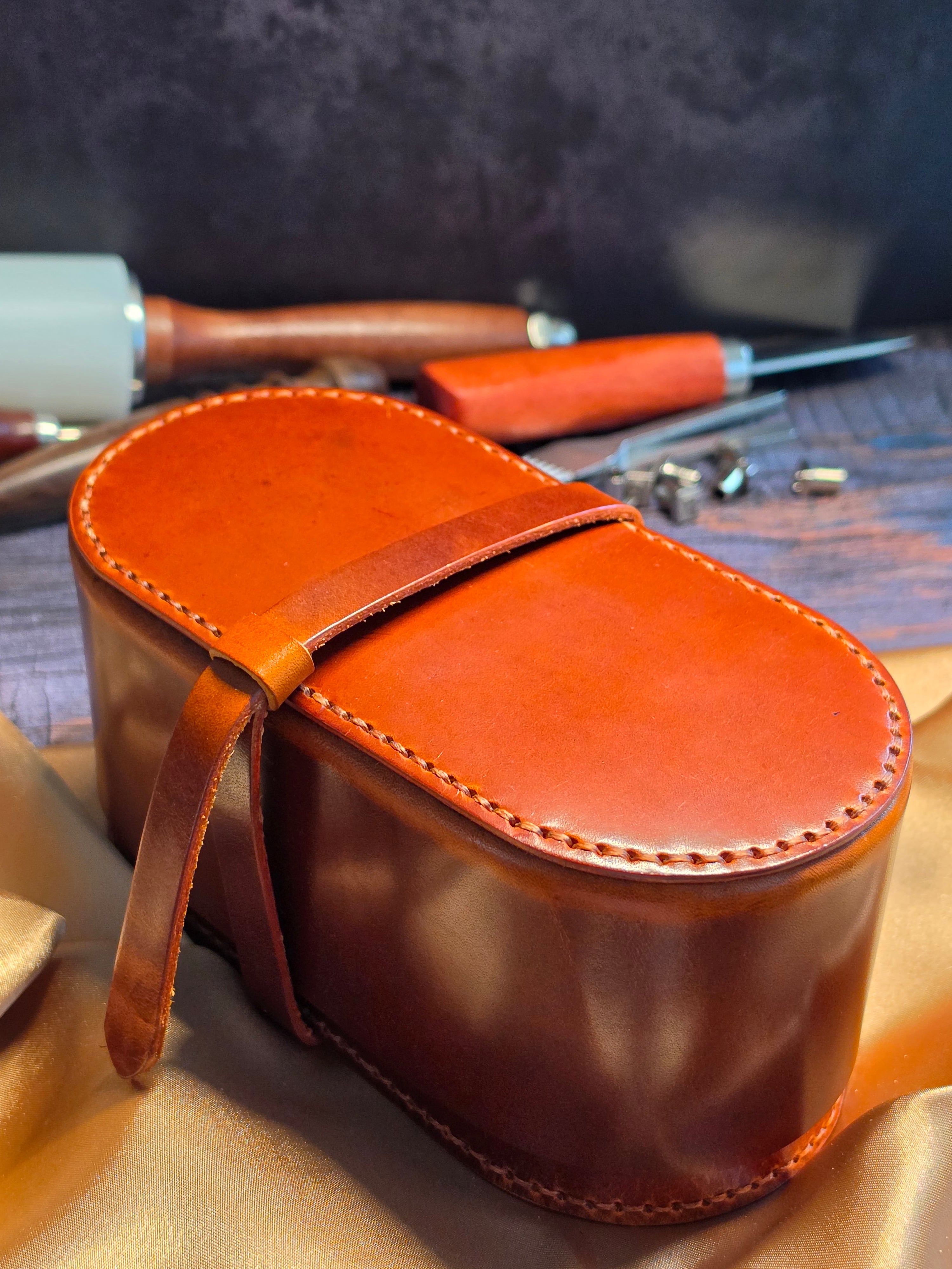 Ephem Cylinder Leather Travel Jewelry Box