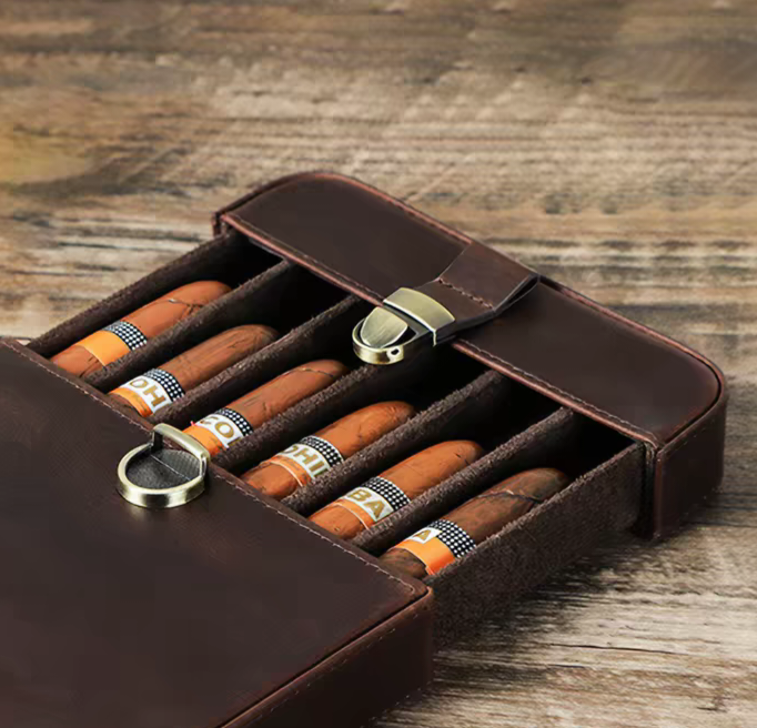 Ephem Structural Crazy-Horse Leather Cigar Humidor Case