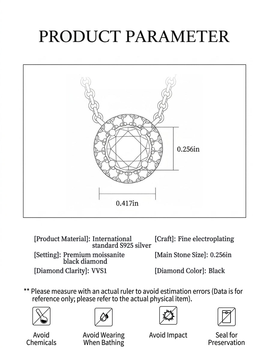 Ephem Nocturnal Core Black Moissanite Halo Pendant Necklace